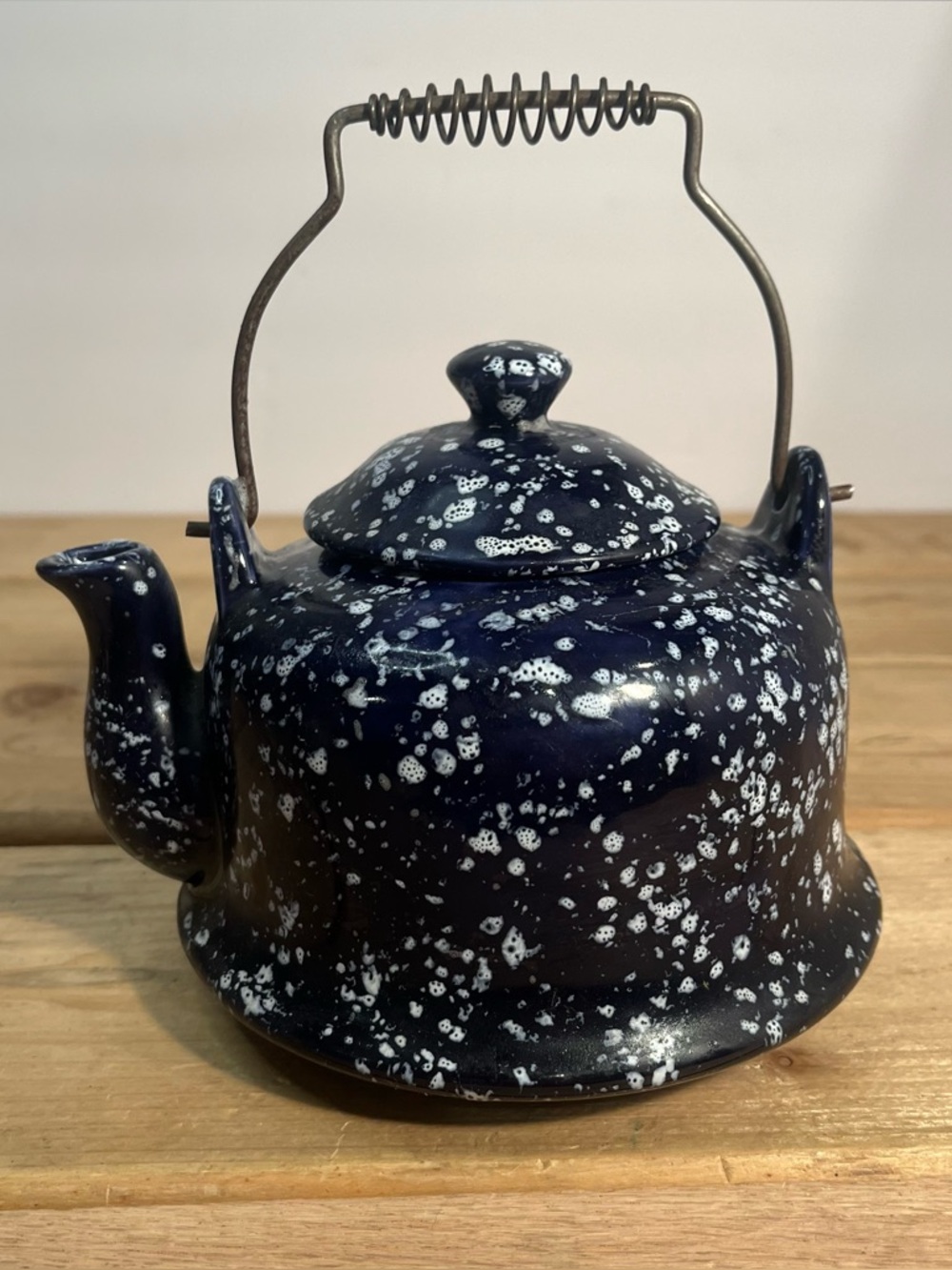 Tea pot/Coffee, Vintage+ Collectable, Blue Speckled Ceramic